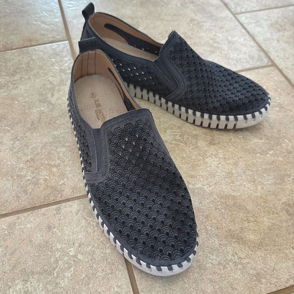 Ilse Jacobsen Tulip Shoes Women’s 9 Blue Scallop Perforated Slip On Preppy City